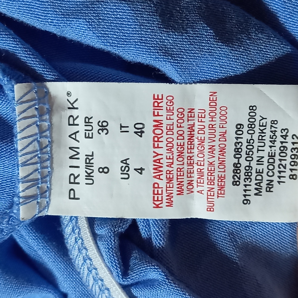 Size 8 Light Blue & White Floral Strappy Stretchy Jumpsuit - Picture 7 of 8
